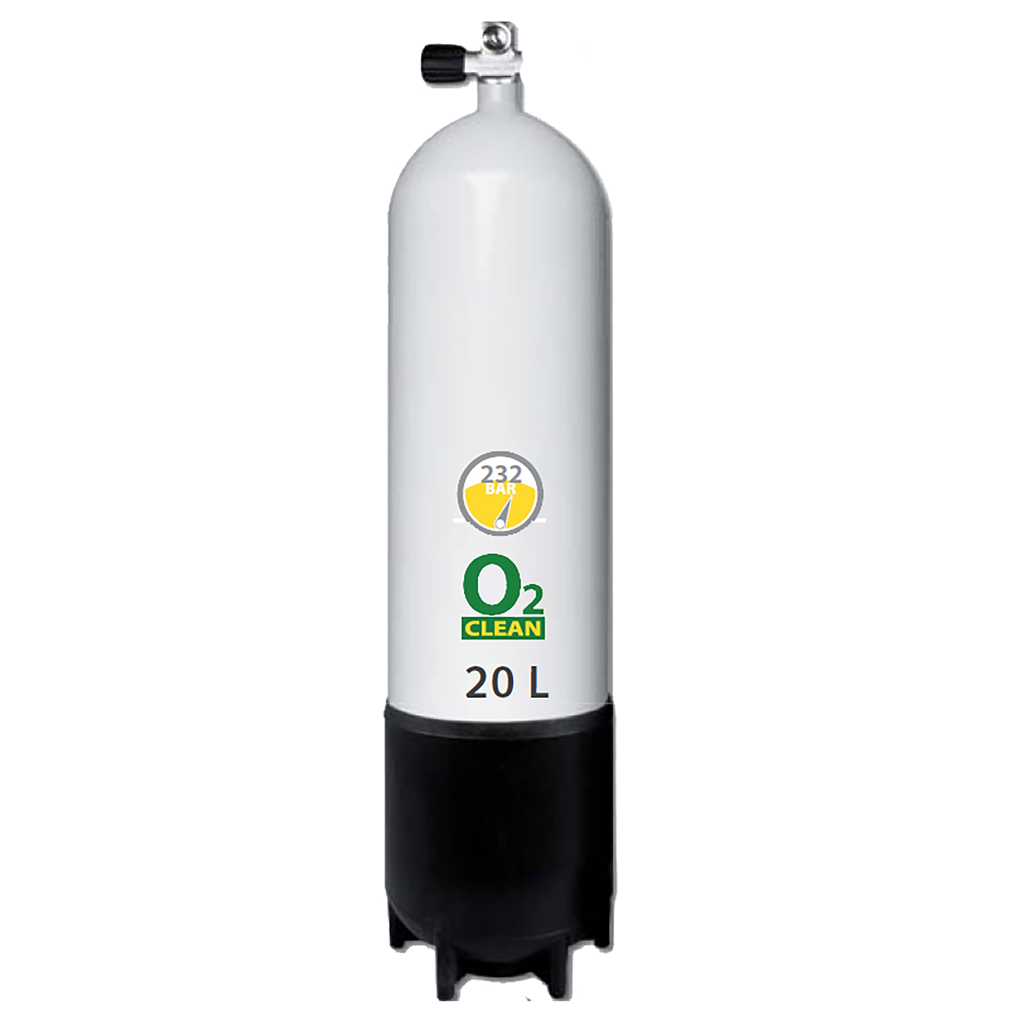 20L Stålflaske 230 Bar / DIN ventil m.fod