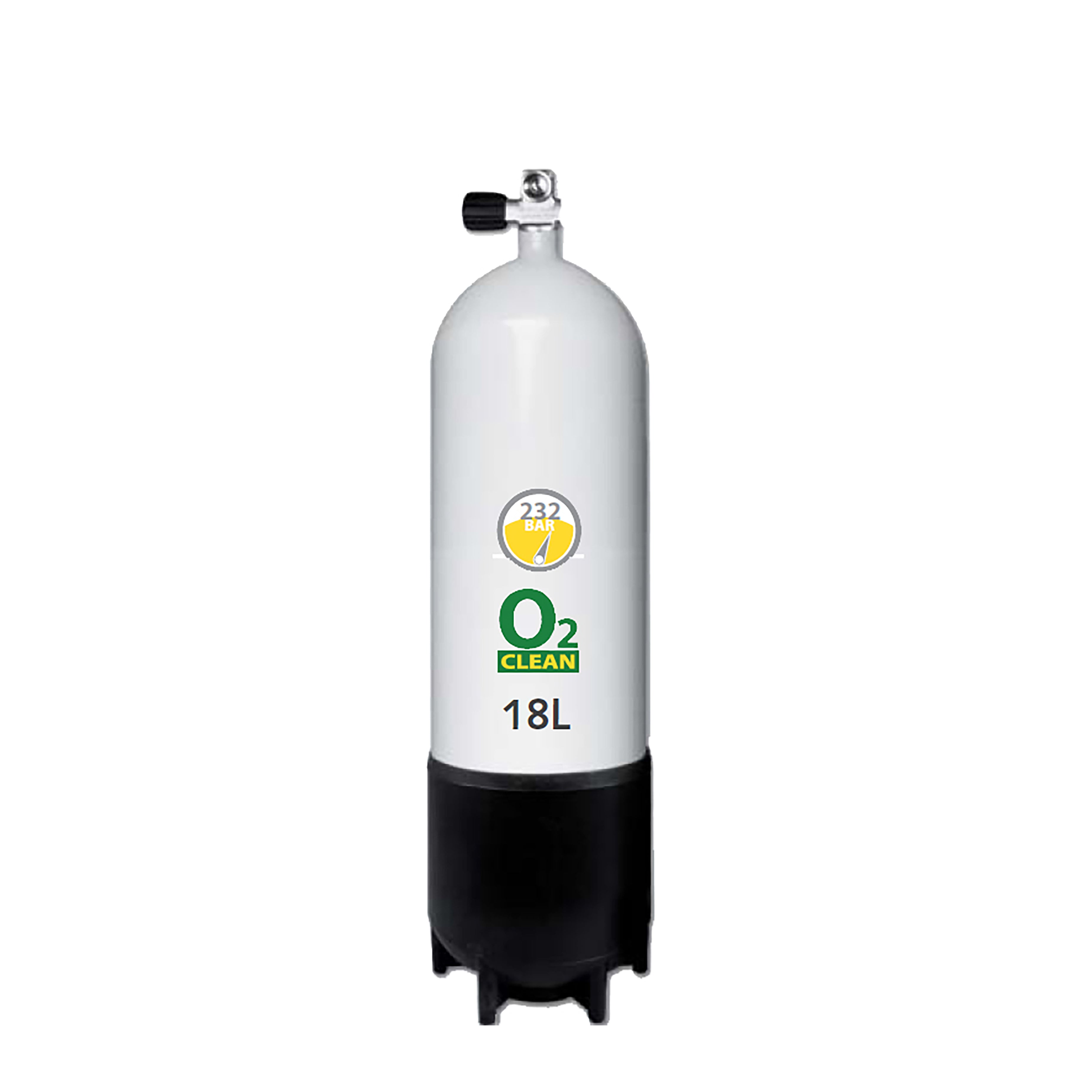 18L Stålflaske 230 Bar / DIN ventil m.fod